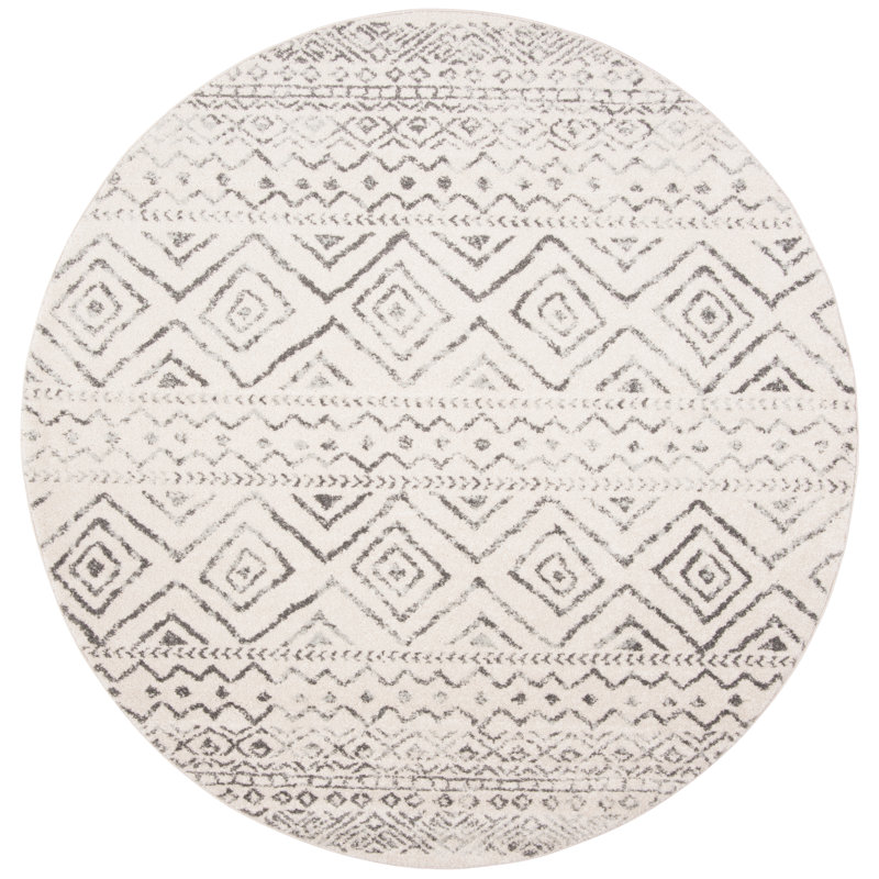 Tapis ivoire / gris Rentschler Southwestern, Rond 8 pi