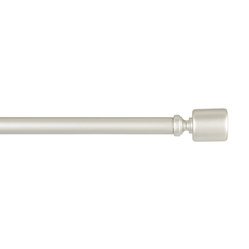 Matte Nickel Adjustable Iron Curtain Rod with Cylinder Finials, 36"-72"