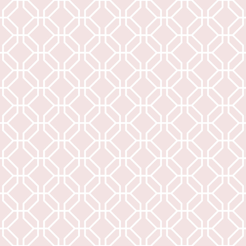 Secret Garden Octogonal Trellis Design 33' L x 21" W Wallpaper Roll, Pink/White