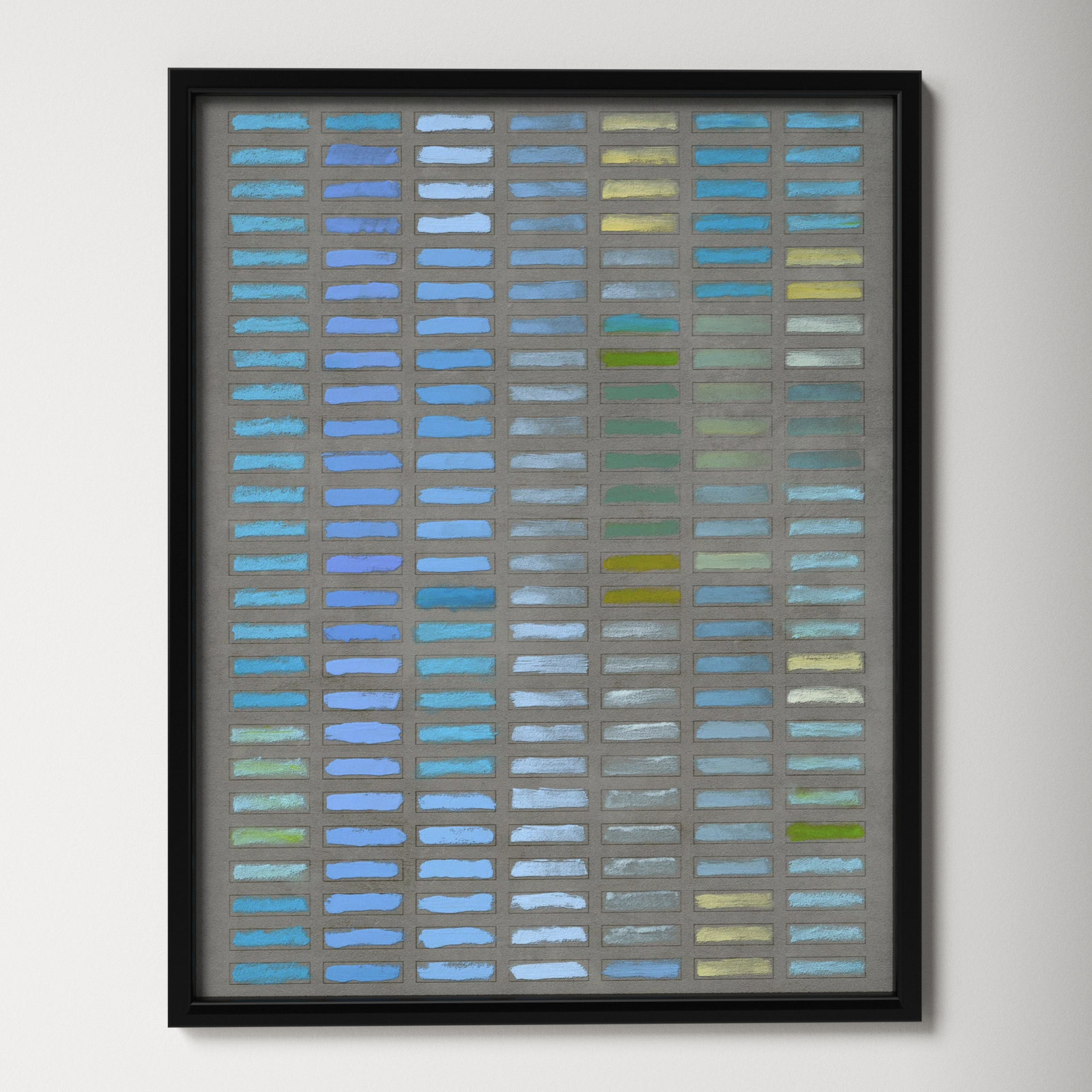 Beyond the Blues Painting by Jacques Pilon, 38" H x 30" W x 1.25" D, Black Framed