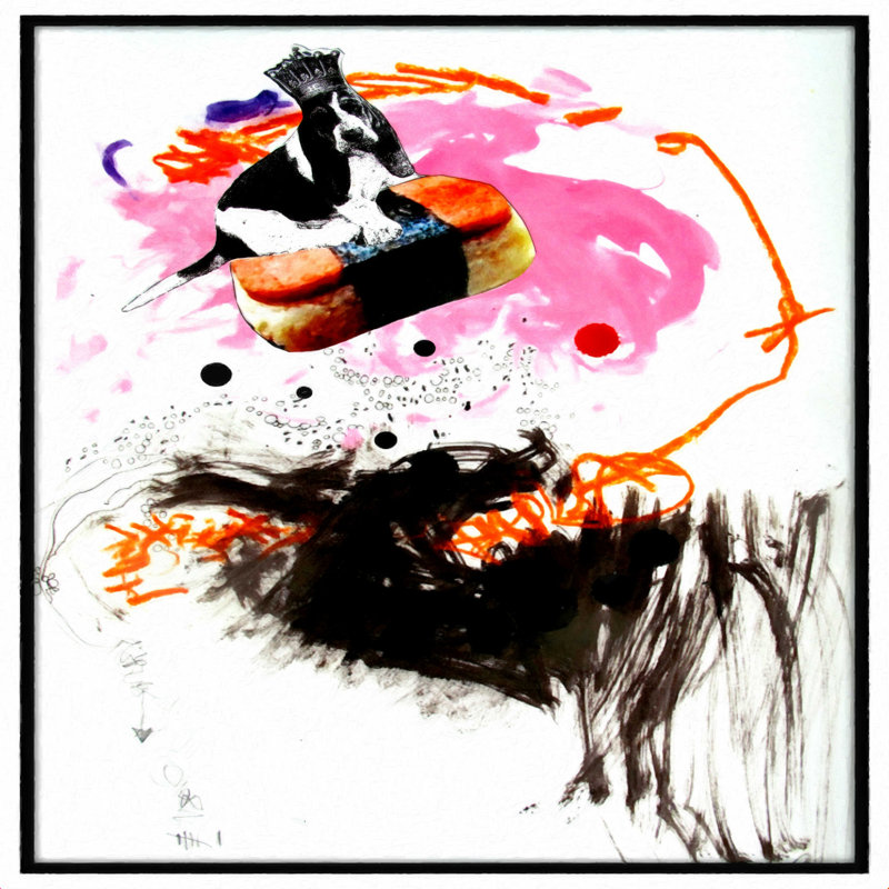 Royst Deb Haugen Flying Musubi - reproduction d'art sur toile tendue, H 20 po x l 20 po, Cadre doré à une seule photo, Oui