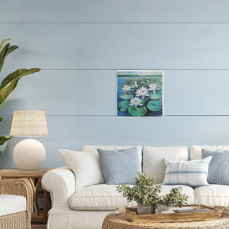 Plaque murale White Pond Lilies Group, design par Violeta Vollmer