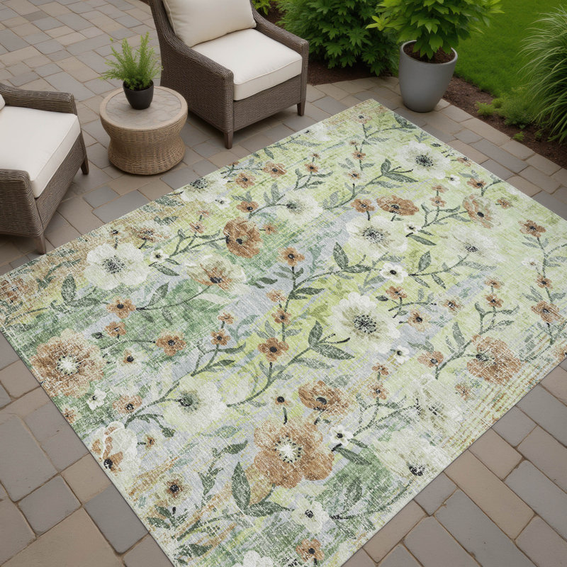 Machine Washable Indoor/Outdoor Chantille ACN2403 Floral Rug, Rectangle 3' x 5'