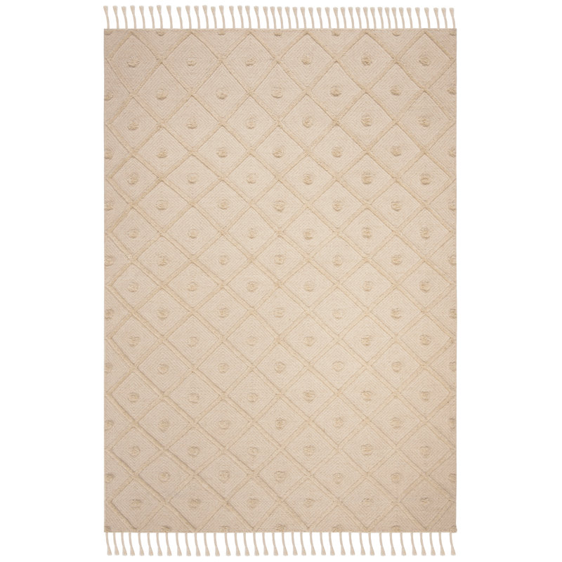 Tapis ivoire en laine / coton tissé à la main Kenya, Rectangle 6 pi x 9 pi