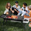 Barbecue au charbon pliable avec tablette latérale, barbecue en acier inoxydable de table portable facile à installer pour le camping