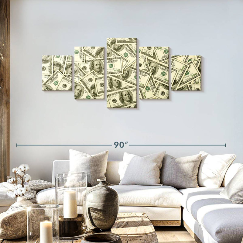 Billets de cent dollars, H 30 po x l 68 po
