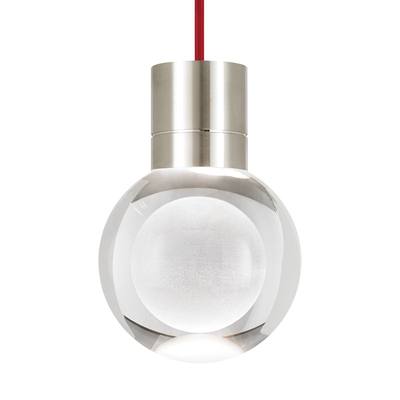 Mina 1 - Light LED Pendant, Red/Satin Nickel