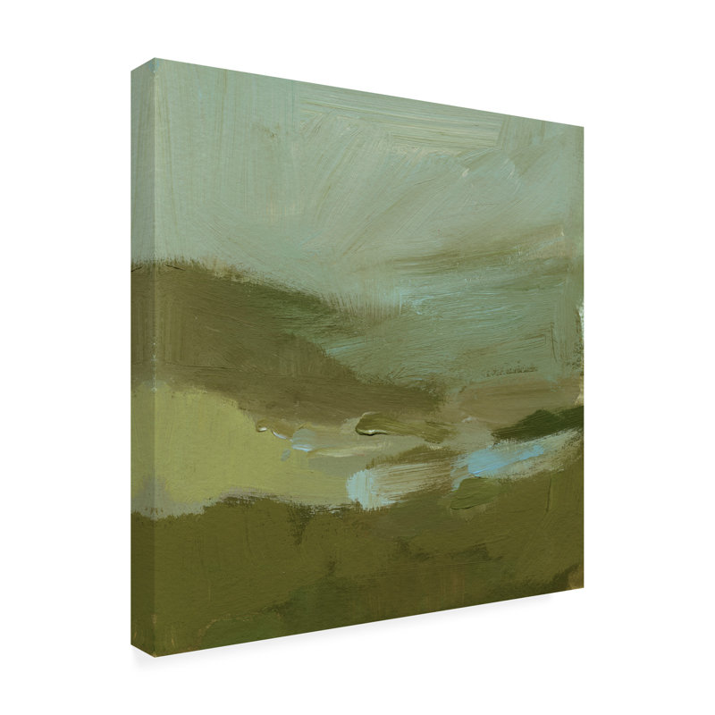 Wrapped Canvas Wall Art - Victoria Barnes  'Verdigris Mist l' Wall Art for Living Room, Bedroom, or Office Décor  - 35x35