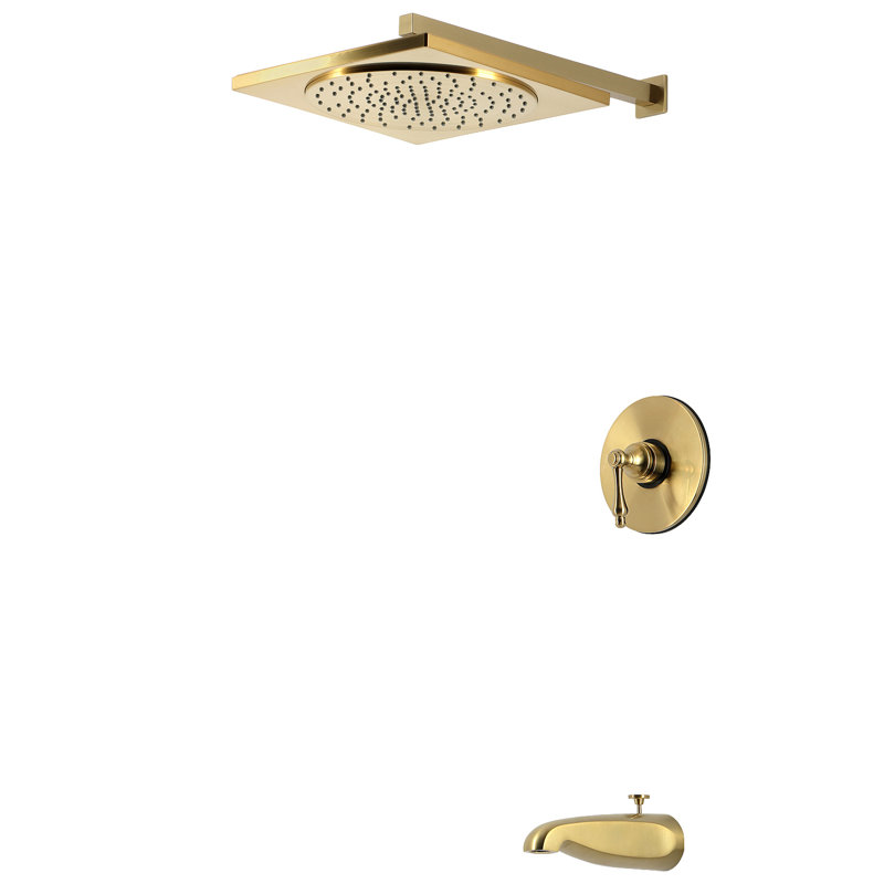 Kingston Brass Restoration Single-Handle Pressure Balanced Tub and Shower Faucet, Brushed Brass