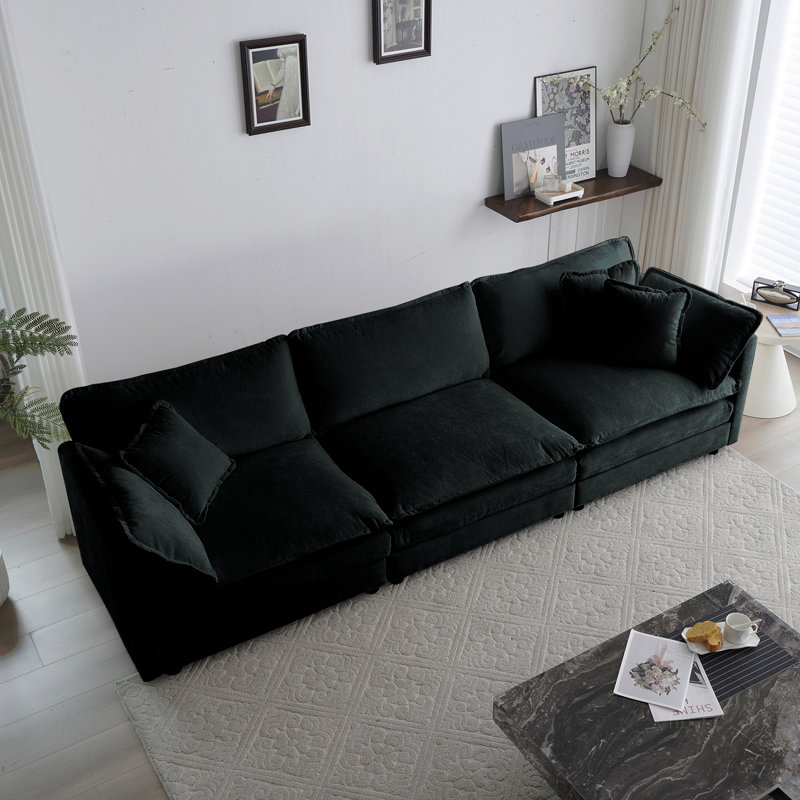 Canapé 3 places Mid-Century, Chenille noir