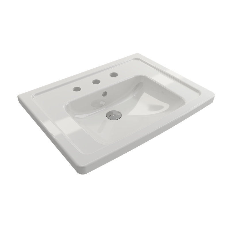 Taormina 26'' L Bathroom Sink, White, Single-Hole