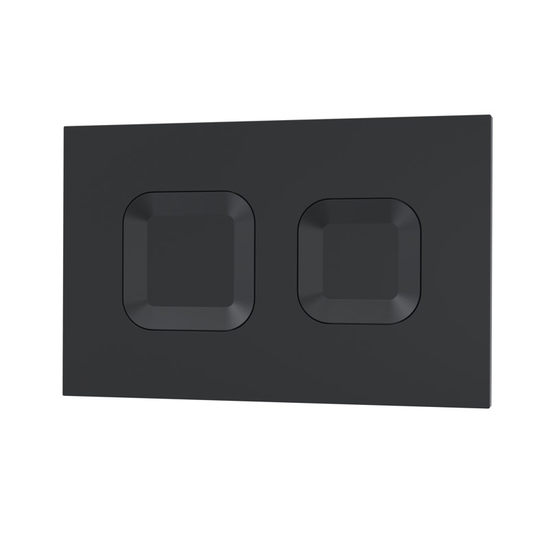 Matt Black Square Dual Flush Push Button, Matte Black