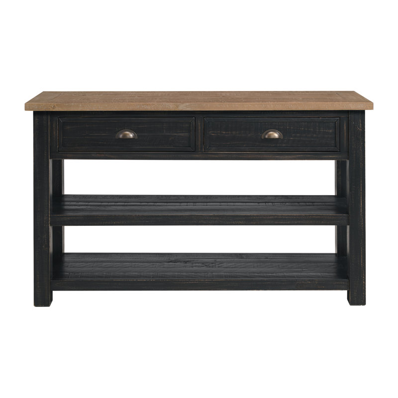 Holliman 50'' Solid Wood Console Table, Black/Driftwood