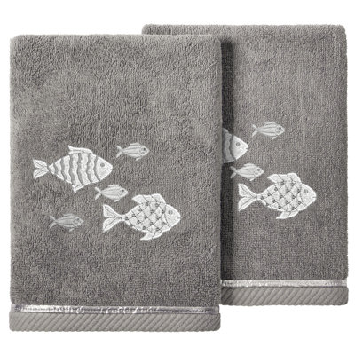 FIGI 2PC Embellished Hand Towel Set Turkish Cotton Hand Towel