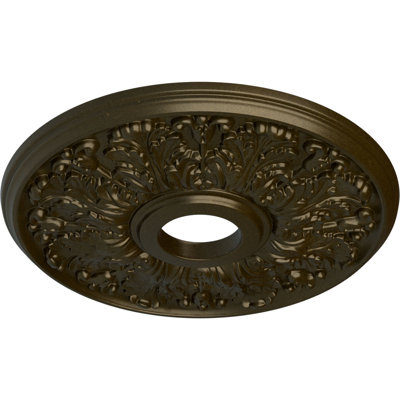 Endurathane Genevieve Ceiling Medallion, 16 1/8"OD x 3 1/2"ID x 7/8"P (Fits Canopies up to 3 1/2"), Hand-Painted Pewter Finish