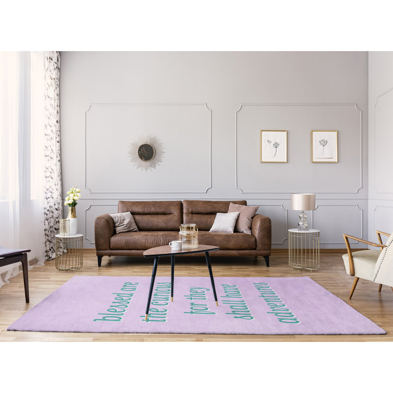 Tapis en poly-chenille à citation manuscrite, Rectangle 5 pi x 7 pi