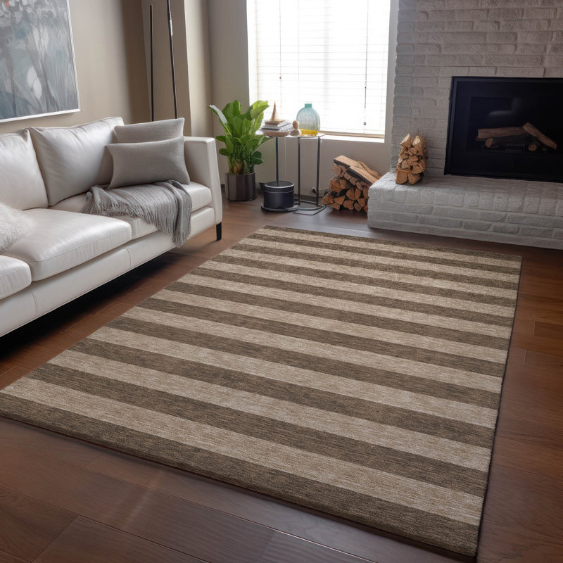 Premium Machine Washable Cerrito AMF530 Coffee Rug, Rectangle 10' x 14'