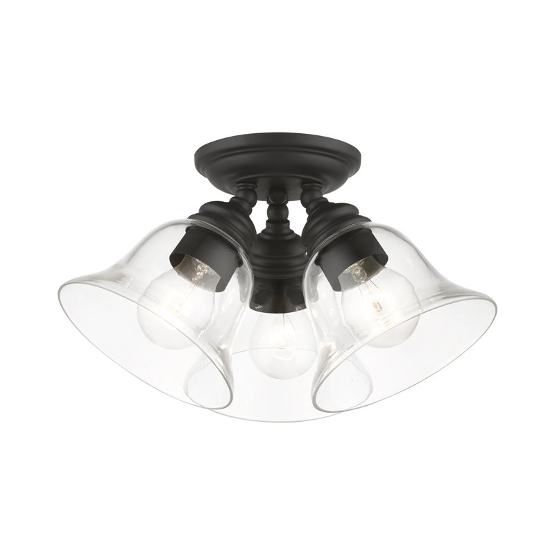 Sanes Large 3-Light 14.5" Semi Flush Mount, Black