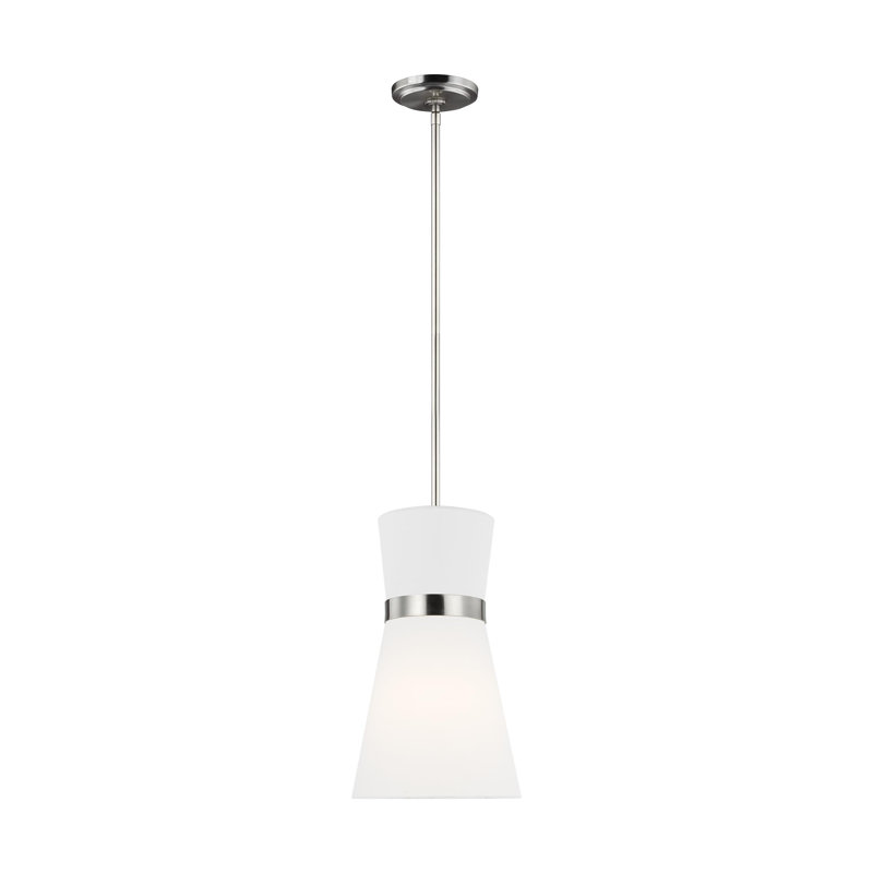 Luminaire suspendu en forme de cloche à 1 lumière Ayyaan, Nickel brossé, Nickel brossé / blanc