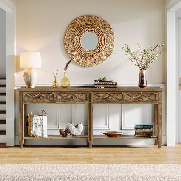 Gracie Oaks Kaelynn 4-Drawer Extra Long Console Table, 71