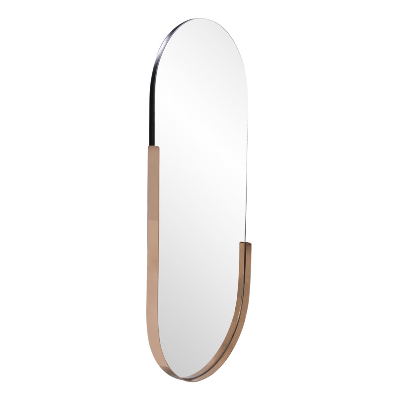 Dante Oval Stainless Steel Beveled Mirror, Rose Gold