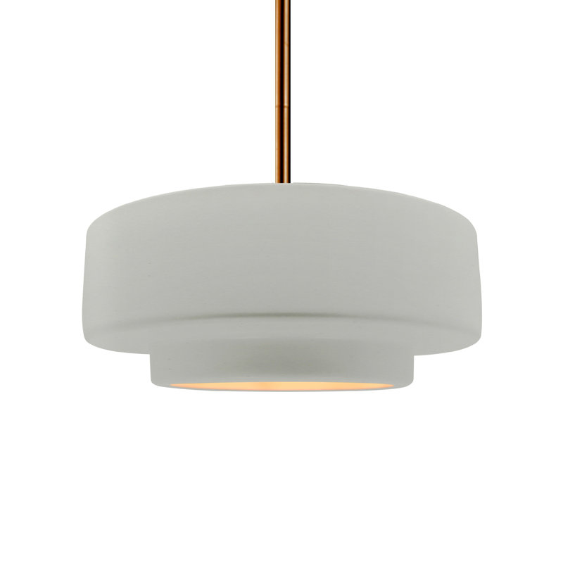 Luminaire suspendu à 1 lumière Meydan, Blanc mat / or champagne / laiton, H 5,25 po x l 14,5 po x P 14,5 po, Laiton brossé