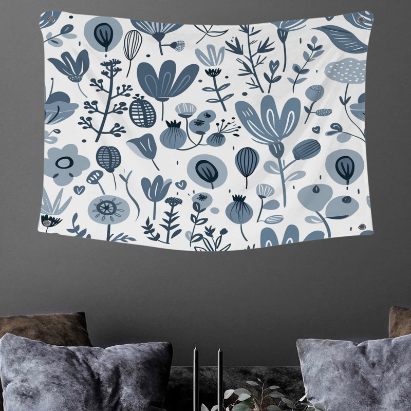 Tapisserie murale à motif floral - Décoration murale florale, H 88 po x l 104 po