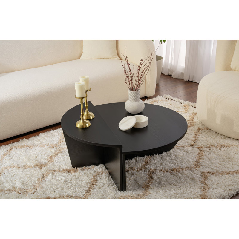 Table basse moderne noire, 3 pièces | Panneau de particules 100% enduit de mélamine, 35,4 x 11,8 x 23,6 po et 33,5 x 13,8 x 15,7 po | Conception élégante de couleur unie, durable et élégante pour le salon, facile à nettoyer