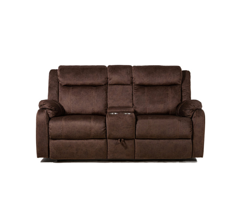 Causeuse inclinable manuelle de 70 po avec rangement brun foncé