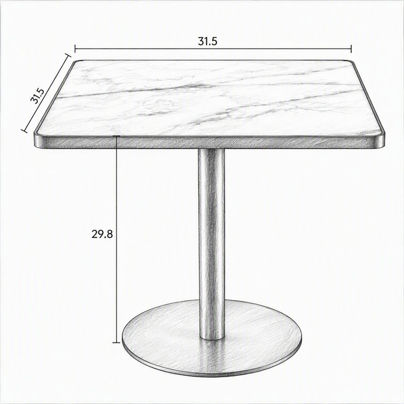 Table de salle à manger 31,5 po, Blanc / Doré