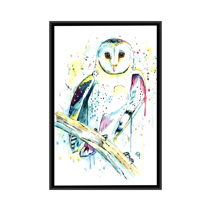 « hooot » par lisa whitehouse, impression sur toile, H 60 po x l 40po x P 1,5 po, Toile avec cadre noir, Pas de tapis