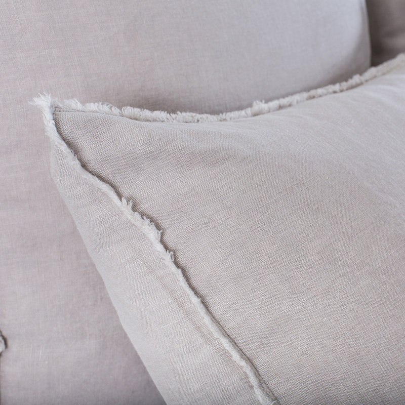 Taupe Standard Stonewashed Linen Sham with Frayed Edges