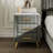 Velvet Upholstered 3 Drawers Wooden Nightstand, Marbling Stickers Worktop, Metal Legs&Handles-915592978