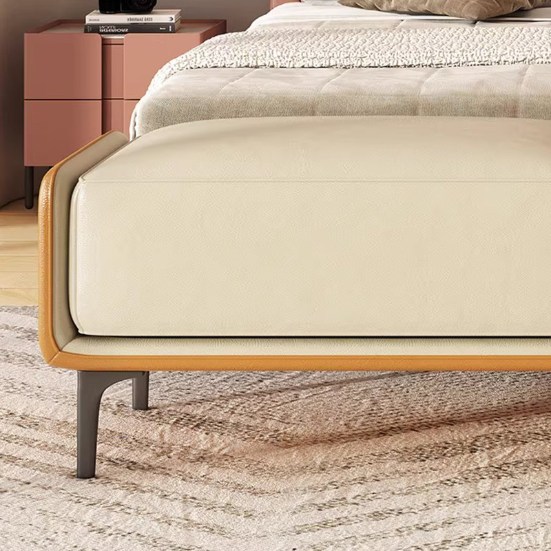 Banc rembourré, Orange / beige