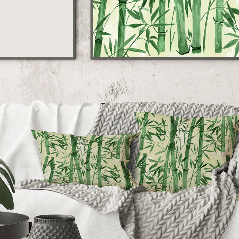 Housse et insert de coussin en bambou Branches dans la forêt I, 18" x 18"