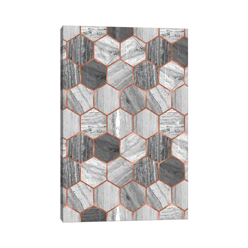 Hexagonal Marble by Emanuela Carratoni - Wrapped Canvas Print, 66.04 cm H x 45.72 cm W x 3.175 cm D