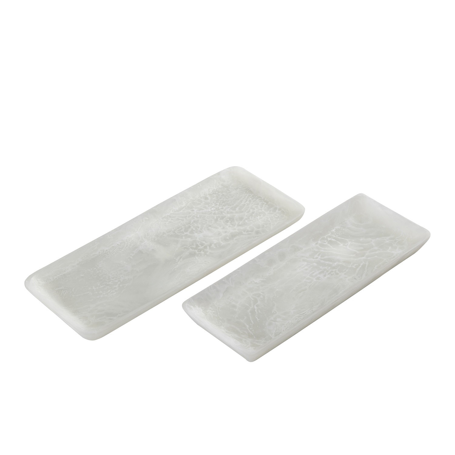 Resin Rectangle Platter Set Of 2, White