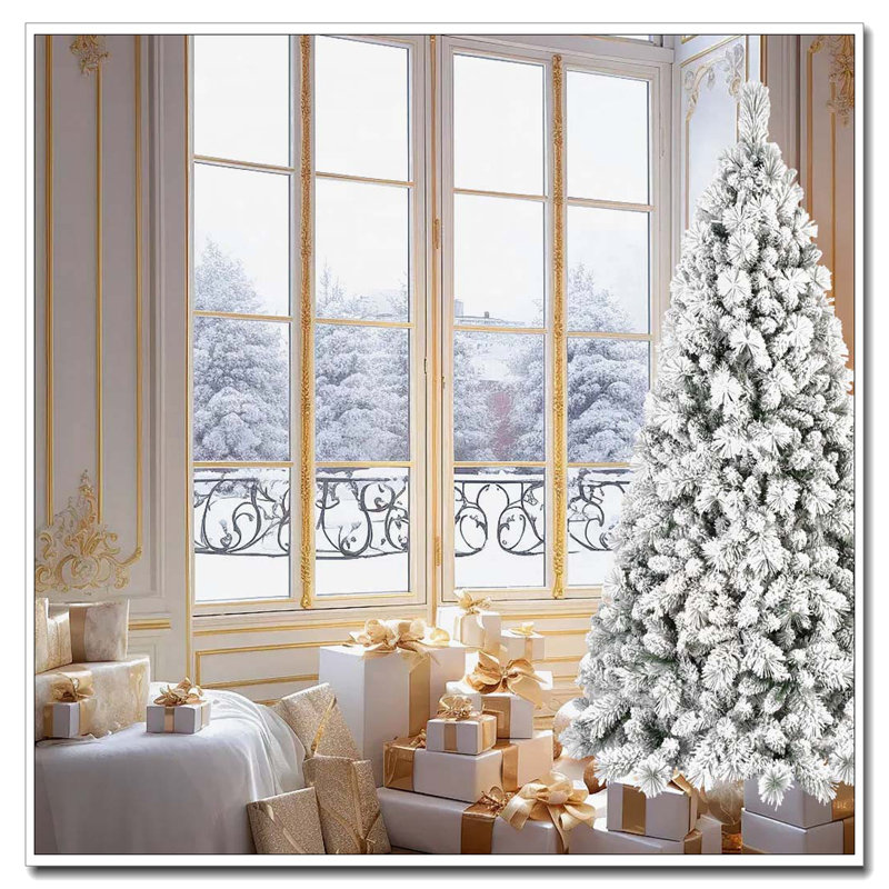 9FT Flocked Christmas Tree, No, 9' H