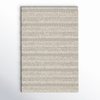 Scandinavia Dula Handmade Solid Ivory/ Light Gray Area Rug (2'X3')