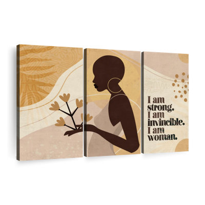 «Women Empowerment Strong and Invincible Woman on Canvas», ensemble de 3 pièces
