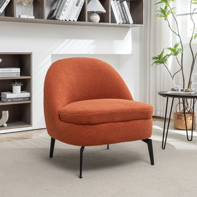 Fauteuil demi-tonneau rembourré Bula, Polyester orange