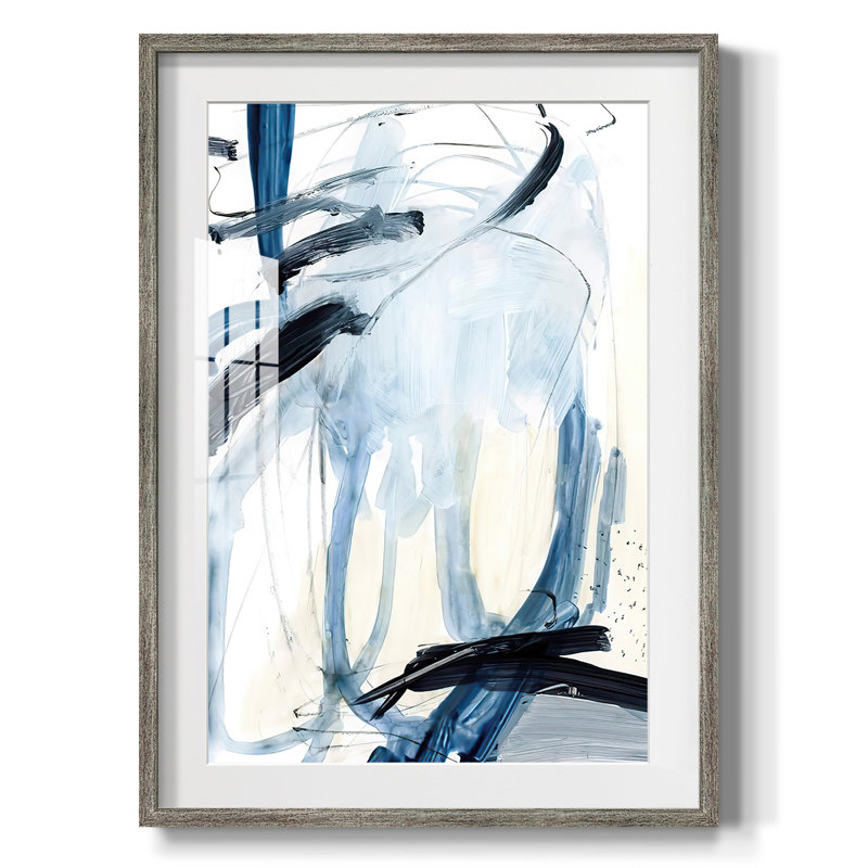 Indigo Swash II, Papier encadré argent vieilli, Blanc