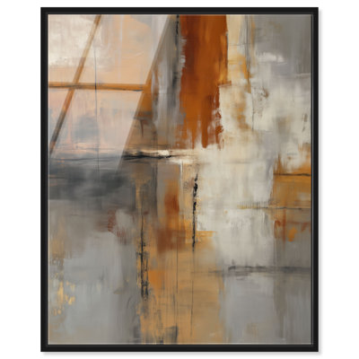 Tableau encadré « Rouille industrielle I » sur acrylique, par Art Remedy, cadre noir, 36 x 45 cm.
