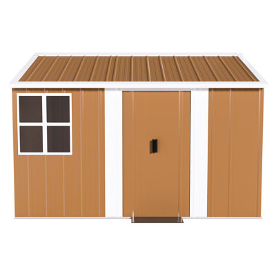 Spacious 8X10 Ft Heavy - Duty Metal Shed With Roof, Ventilation And Lockable Door For Bike Lawn Mower Storage Maintenance Tool