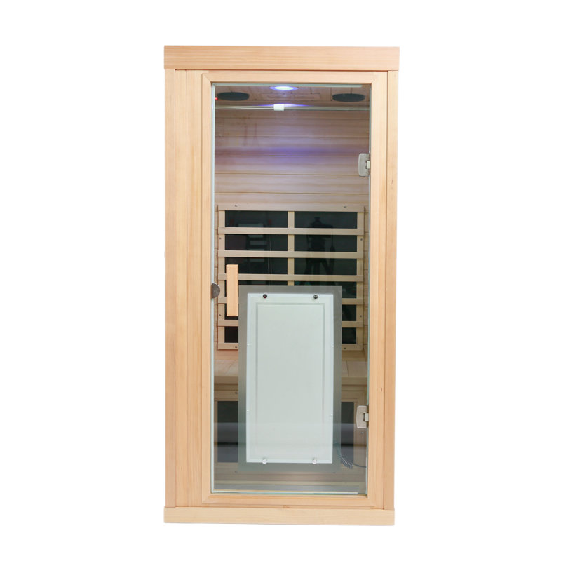 1-Person Indoor Bluetooth Compatible Far Infrared Sauna, Hemlock