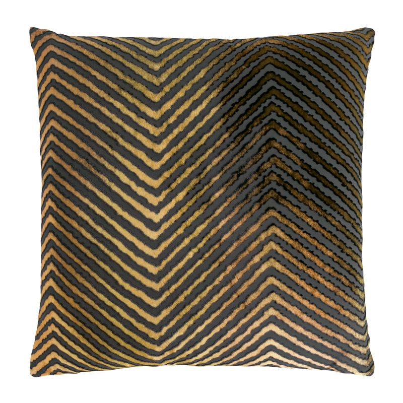 Chevron Velvet Pillow Cover & Insert, 18"H x 18"W, Copper Ivy