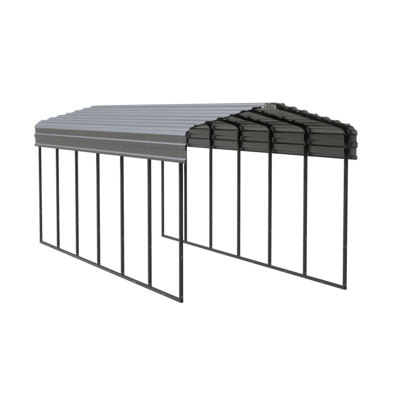 Galvanized Steel Carport, 10X29X9, Charcoal
