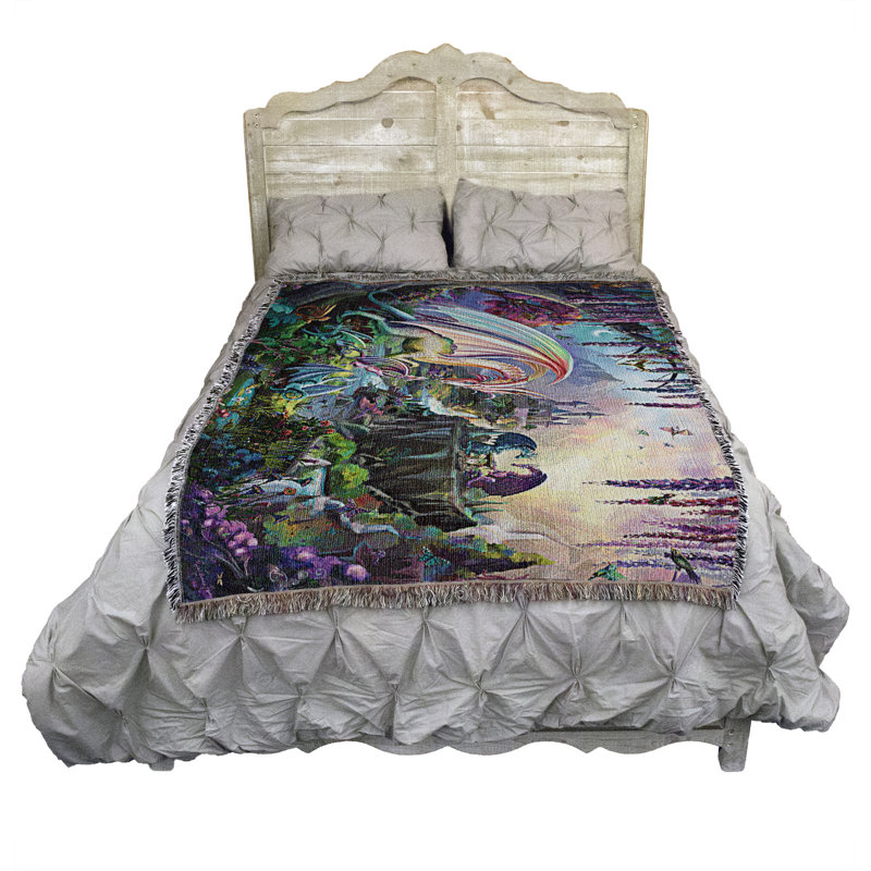 Pure Country Weavers Dragon Valley Blanket by Rose Khan - Gift Fantasy Tapestry Throw Woven from Cotton - Made in The USA (72x54)