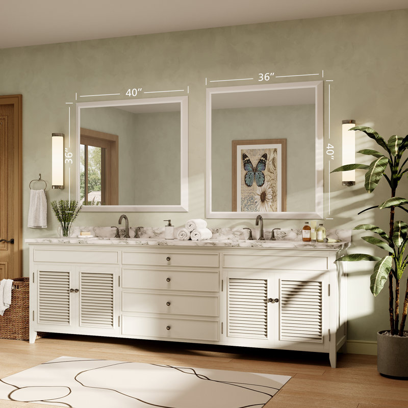 Miroir de meuble-lavabo mural Molly, 40 po x 36 po, Blanc