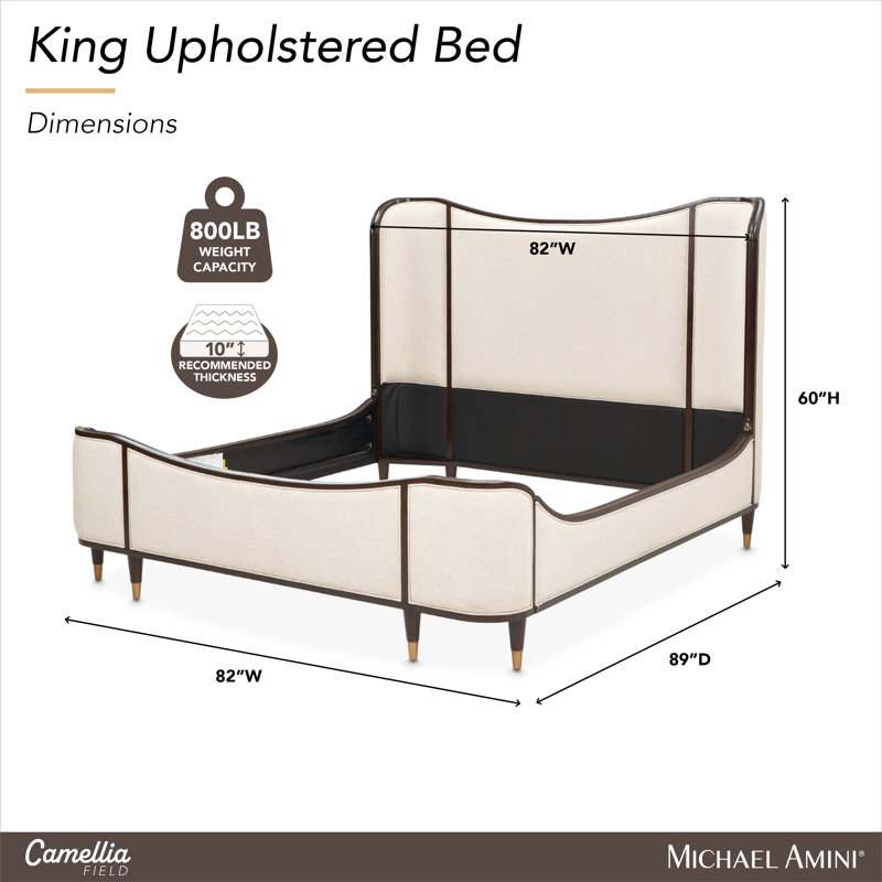 Camellia Field Upholstered Wingback Bed, King